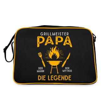 Grillmeister Papa, der Mann Der Mythos Die Legende - Retro Tasche - Schwarz/Gold - Hinten