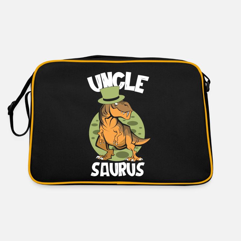 Uncle Saurus, Uncle Gift, Dinosaur - Retro Bag - black/gold