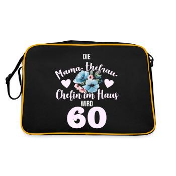 60. Geburtstag cooler Spruch hoch lebe Mama! - Retro Tasche - Schwarz/Gold - Hinten