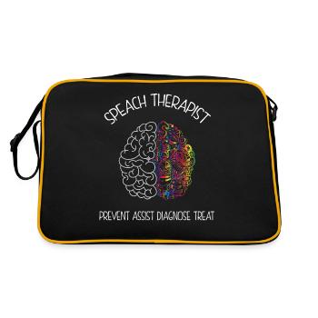 Gehirn Eines Sprachpathologen Geschenk Sprache - Retro Tasche - Schwarz/Gold - Hinten