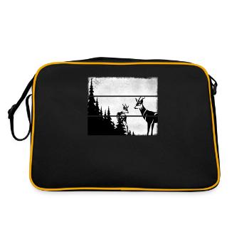 Rotwild I Wildnes I Hirsch I Tiere I Geschenk - Retro Tasche - Schwarz/Gold - Hinten