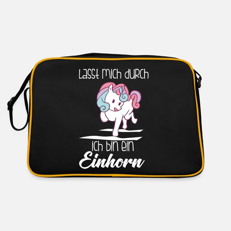 Einhorn, Lass mich durch ich bin ein Einhorn - Retro Tasche - Schwarz/Gold