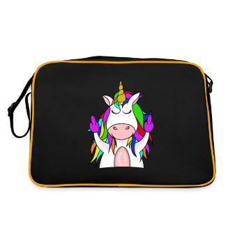 Einhorn die Mittelfinger Hoch lustiges Shirt - Retro Bag - black/gold - Back