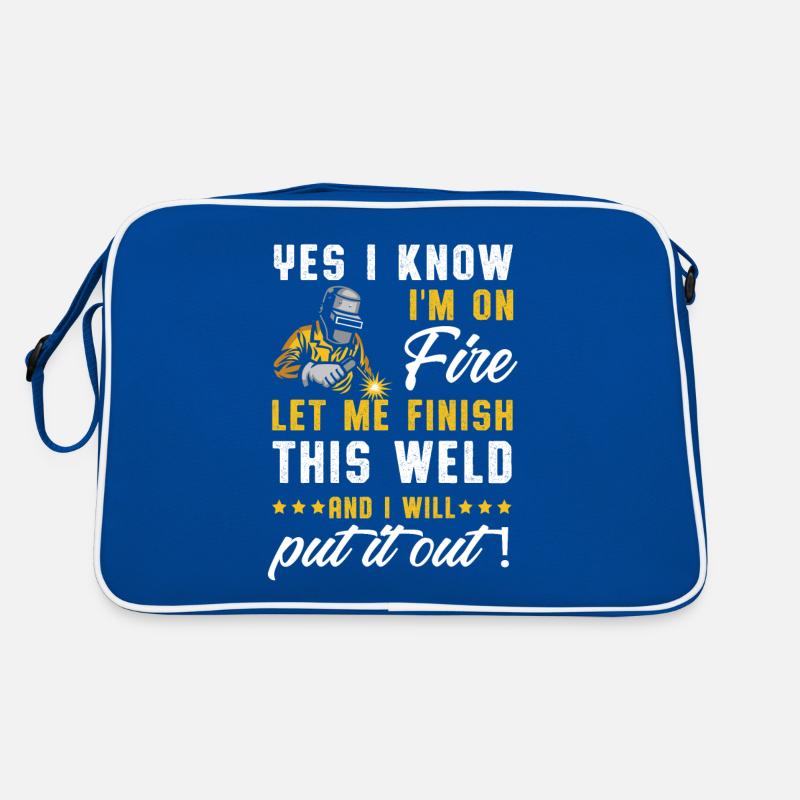 Ich bin auf Feuer Schweißschweißer Schweißen Metall Eisen Geschenk Retro Tasche