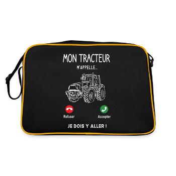 Mon tracteur m'appelle je dois y aller - Sac Retro - noir/or - Dos