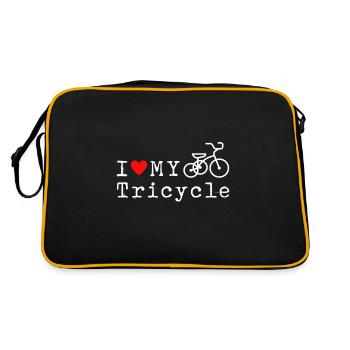Ich liebe mein Dreirad Triker Trike Dreirad Geschenk - Retro Tasche - Schwarz/Gold - Hinten