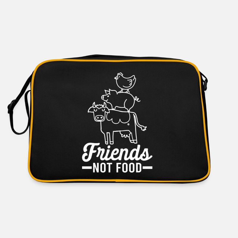 Amis pas nourriture végétarien Veganisme Cadeau végétalien Sac Retro