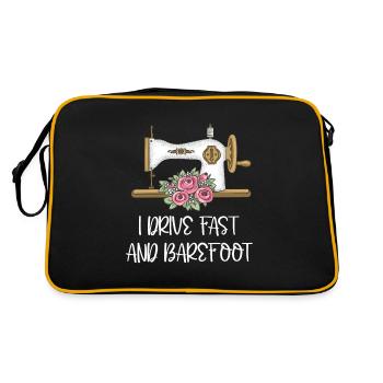 I Drive Fast And Barefoot Tailoring Sewing Tailor - Retro Bag - black/gold - Back