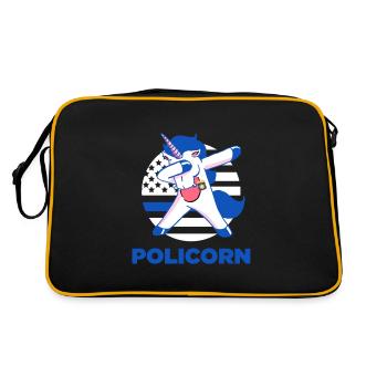 Policorn Einhorn Polizist Polizist Geschenk - Retro Tasche - Schwarz/Gold - Hinten