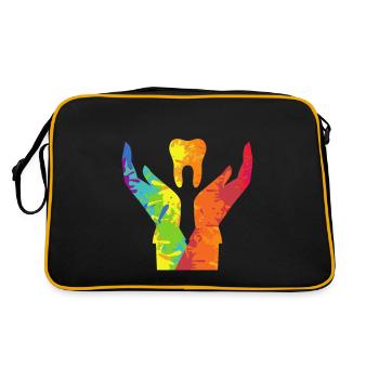 Colorful Tooth Doctor Teeth Dentist Dentistry Gift - Retro Bag - black/gold - Back