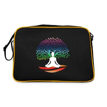 Yoga Lotus Tree Colorful Meditation Nirvana Zen - Retro Bag - black/gold - Back