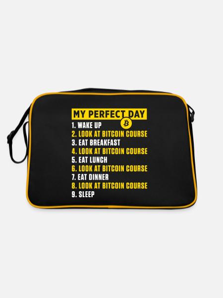 Perfect Day Bitcoin Course BTC Cryptocurrency Gift - Retro Bag - black/gold - Back