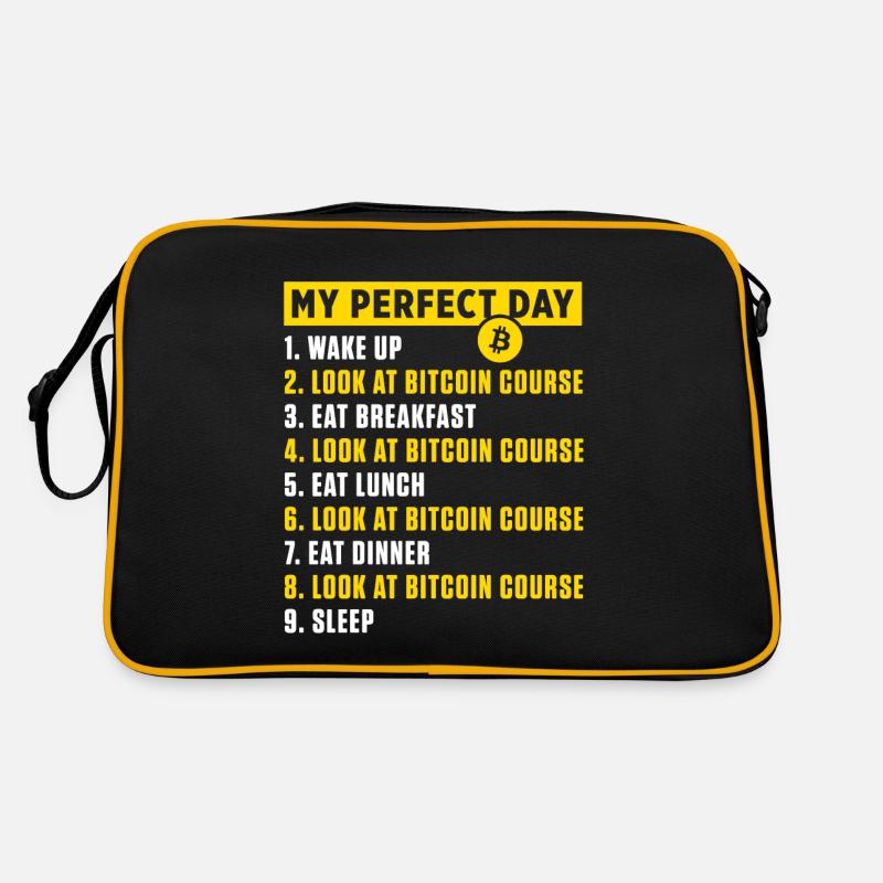 Perfect Day Bitcoin Course BTC Crypto-monnaie Cadeau - Sac Retro - noir/or