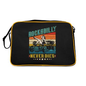 Vintage 50s RnR Design - Rockabilly never dies - Retro Tasche - Schwarz/Gold - Hinten