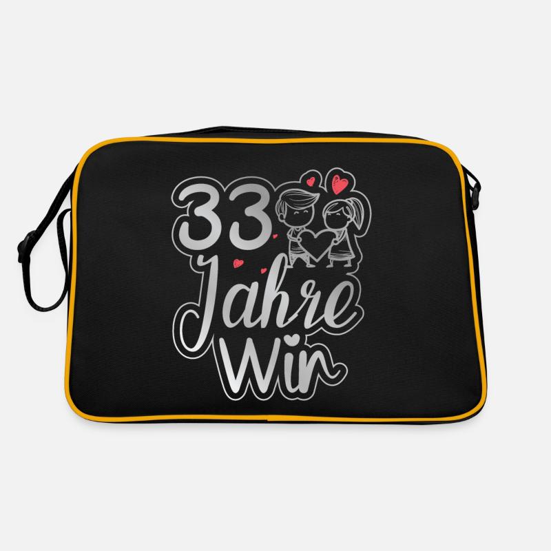 Ein perfektes Team seit 33 Jahren Hochzeitstag - Retro Tasche - Schwarz/Gold
