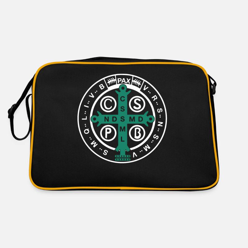Religious Catholic St. Benedict Medal - Retro Bag - black/gold