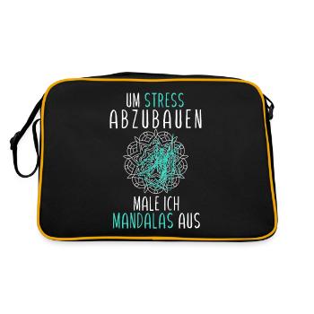 um stress abzubauen male ich mandalas aus - Retro Tasche - Schwarz/Gold - Hinten