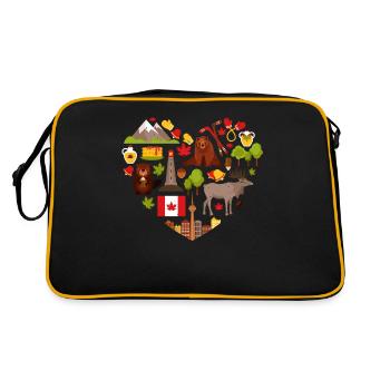 Canadien, Canada, Feuille d’érable - Sac Retro - noir/or - Dos
