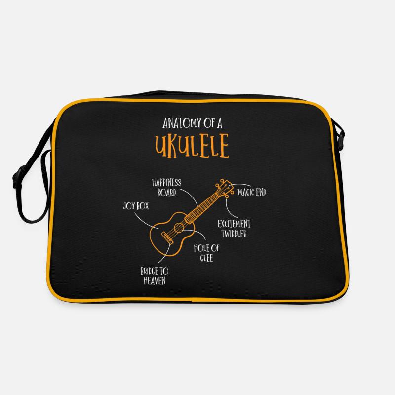 Anatomie Einer Ukulele - Retro Tasche - Schwarz/Gold