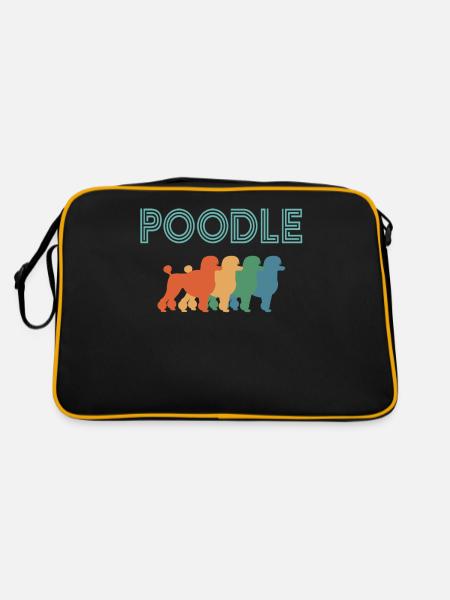 Pudel-Hundeliebhaber, Hunde - Retro Tasche - Schwarz/Gold - Hinten