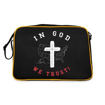 In Gott Vertrauen Wir, Christian Gläubige - Retro Tasche - Schwarz/Gold - Hinten