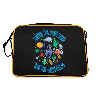 Das Leben Ist Besser Mit Korallen, Aquarist - Retro Tasche - Schwarz/Gold - Hinten