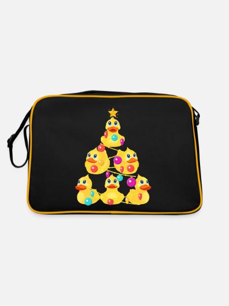 Gummi Ente Weihnachtsbaum - Retro Tasche - Schwarz/Gold - Hinten