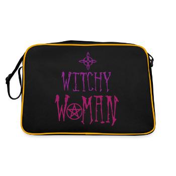 Hexenfrau, Hexerei, Wicca - Retro Tasche - Schwarz/Gold - Hinten