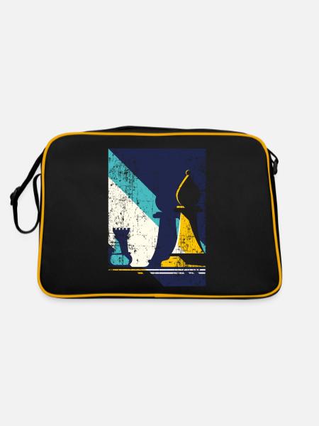 Retro Chess Player Gift - Retro Bag - black/gold - Back