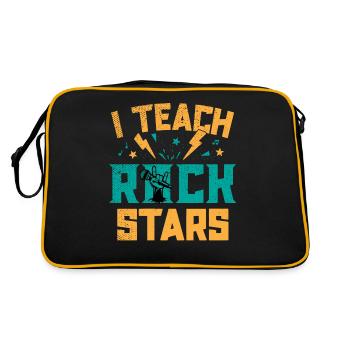 Ich Unterrichte Rockstars Musiklehrer - Retro Tasche - Schwarz/Gold - Hinten