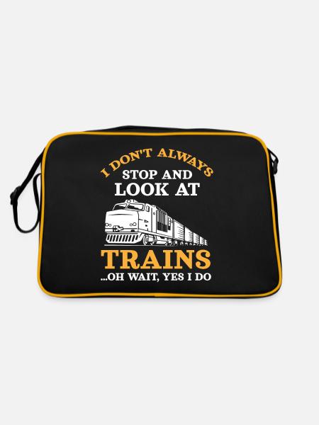 Trains, trains, amoureux des trains - Sac Retro - noir/or - Dos