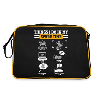 Drôle de propriétaire de chat, chats - Sac Retro - noir/or - Dos