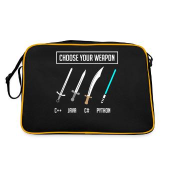 Python programming, programmer Python code - Retro Bag - black/gold - Back
