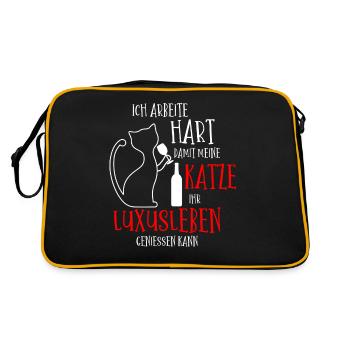 Ich arbeite hart damit meine Katze Luxusleben hat - Retro Tasche - Schwarz/Gold - Hinten