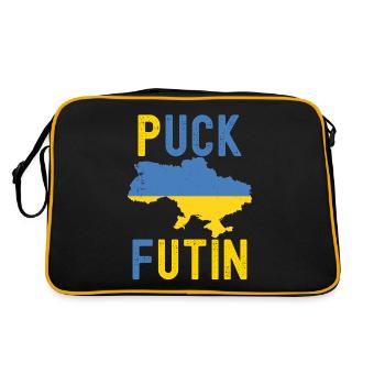 FK Poutine, Puck Futin, Stand avec l’Ukraine, Anti Guerre - Sac Retro - noir/or - Dos