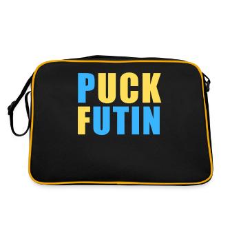 FK Poutine, Puck Futin, Stand avec l’Ukraine, Anti Guerre - Sac Retro - noir/or - Dos