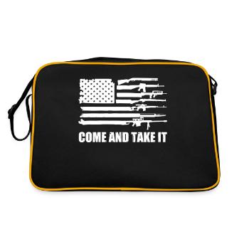 USA Gun Flag, Come and Take It, 2nd Amendment, - Retro Bag - black/gold - Back