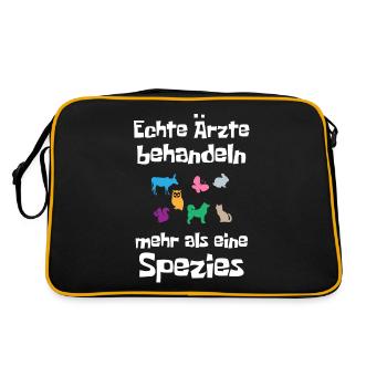 Tierarzt, Tierärztin - Retro Tasche - Schwarz/Gold - Hinten