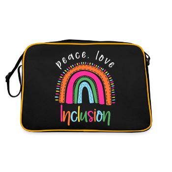 Frieden, Liebe Und Inklusion - Retro Tasche - Schwarz/Gold - Hinten