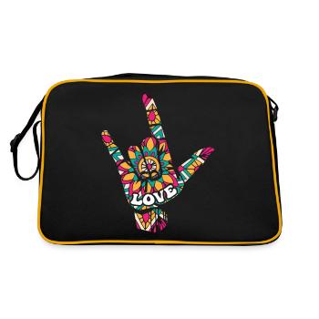 Langue des signes Asl. - Sac Retro - noir/or - Dos