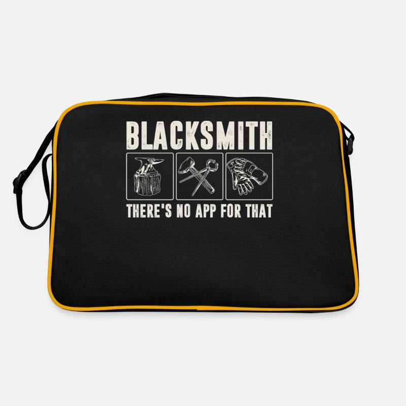 Schmied, Schmieden - Retro Tasche - Schwarz/Gold