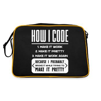Programmer, Code, Nerd, Programming - Retro Bag - black/gold - Back