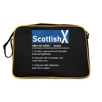 Schottisch, Schottisches Erbe, Schottland - Retro Tasche - Schwarz/Gold - Hinten