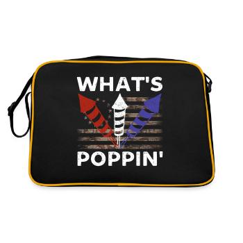 Whats poppin Funny 4th of july - Retro Bag - black/gold - Back