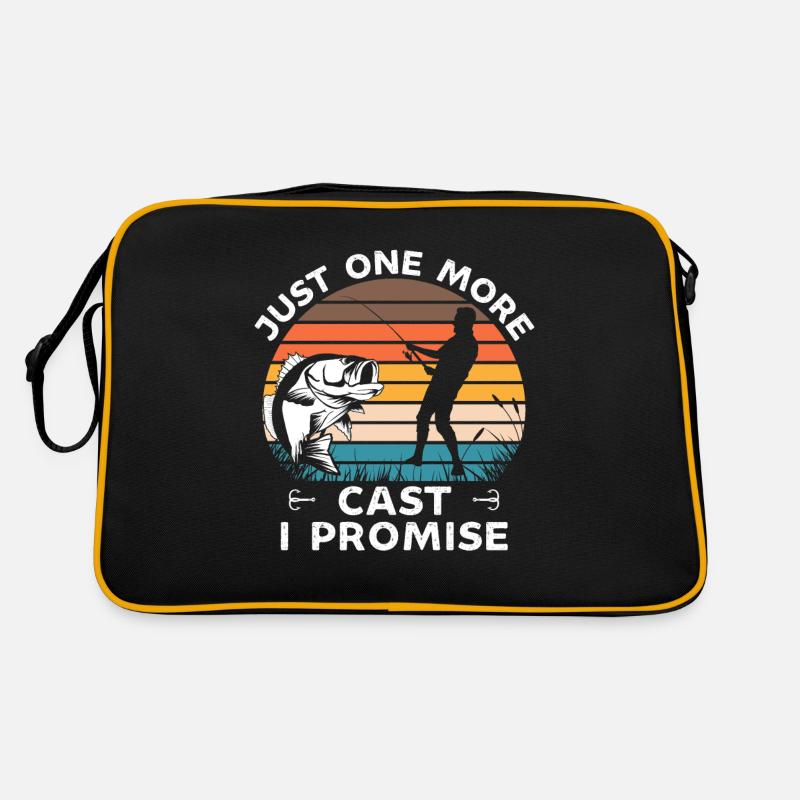 Nur noch ein Cast ich verspreche lustiges Bassfischen Retro Tasche