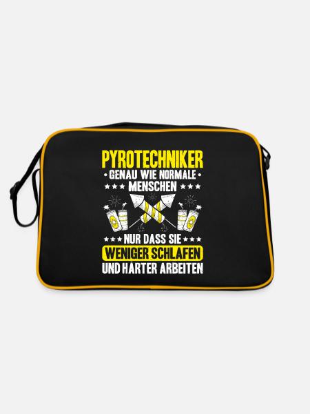 Pyrotechniker Feuerwerk Pyrotechnik Pyrotechnician - Retro Tasche - Schwarz/Gold - Hinten