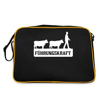 Führungskraft, Hühnerzucht, Hühner - Retro Tasche - Schwarz/Gold - Hinten