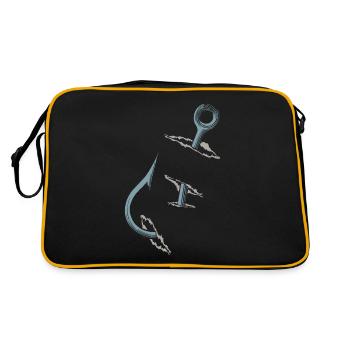 Fishermen, fishing, fishing hooks - Retro Bag - black/gold - Back