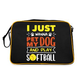 Il suffit de caresser mon chien et de jouer au softball - Sac Retro - noir/or - Dos