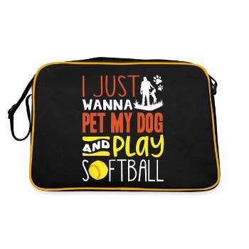Il suffit de caresser mon chien et de jouer au softball - Sac Retro - noir/or - Dos